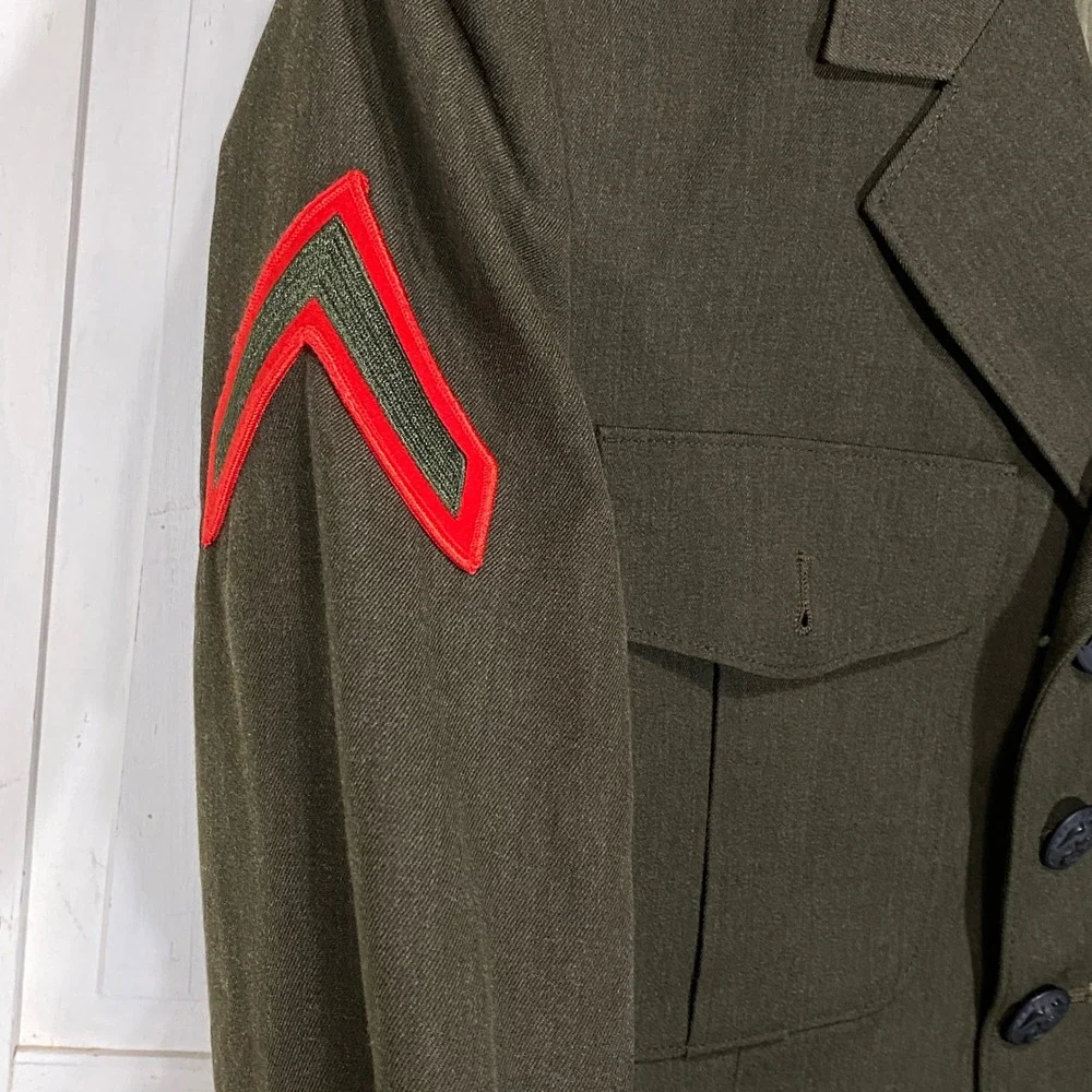 USMC Marine Corps Service Alpha Uniform Coat Olive Green Wool 39R Crown Clothing
